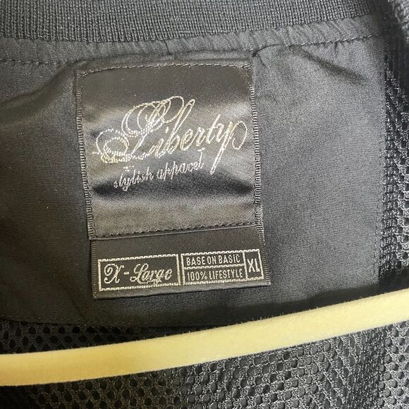 Vintage Liberty Varsity Jacket Mens XL Black Button Front Slim Fit - Picture 8 of 13